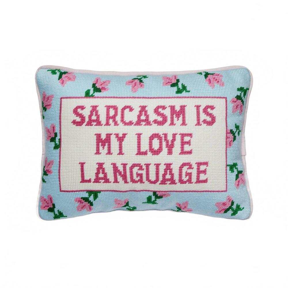 NEW PEKING HANDICRAFT unisex sarcasm's my love pillow in light blue and pink